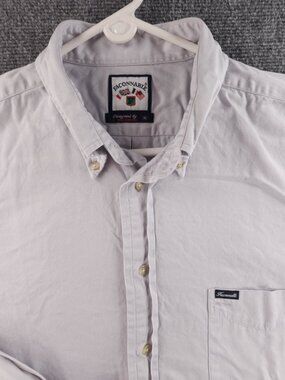 Faconnable Gray XL Cotton Button-Down Long Sleeve Mens Pocket Shirt Adult